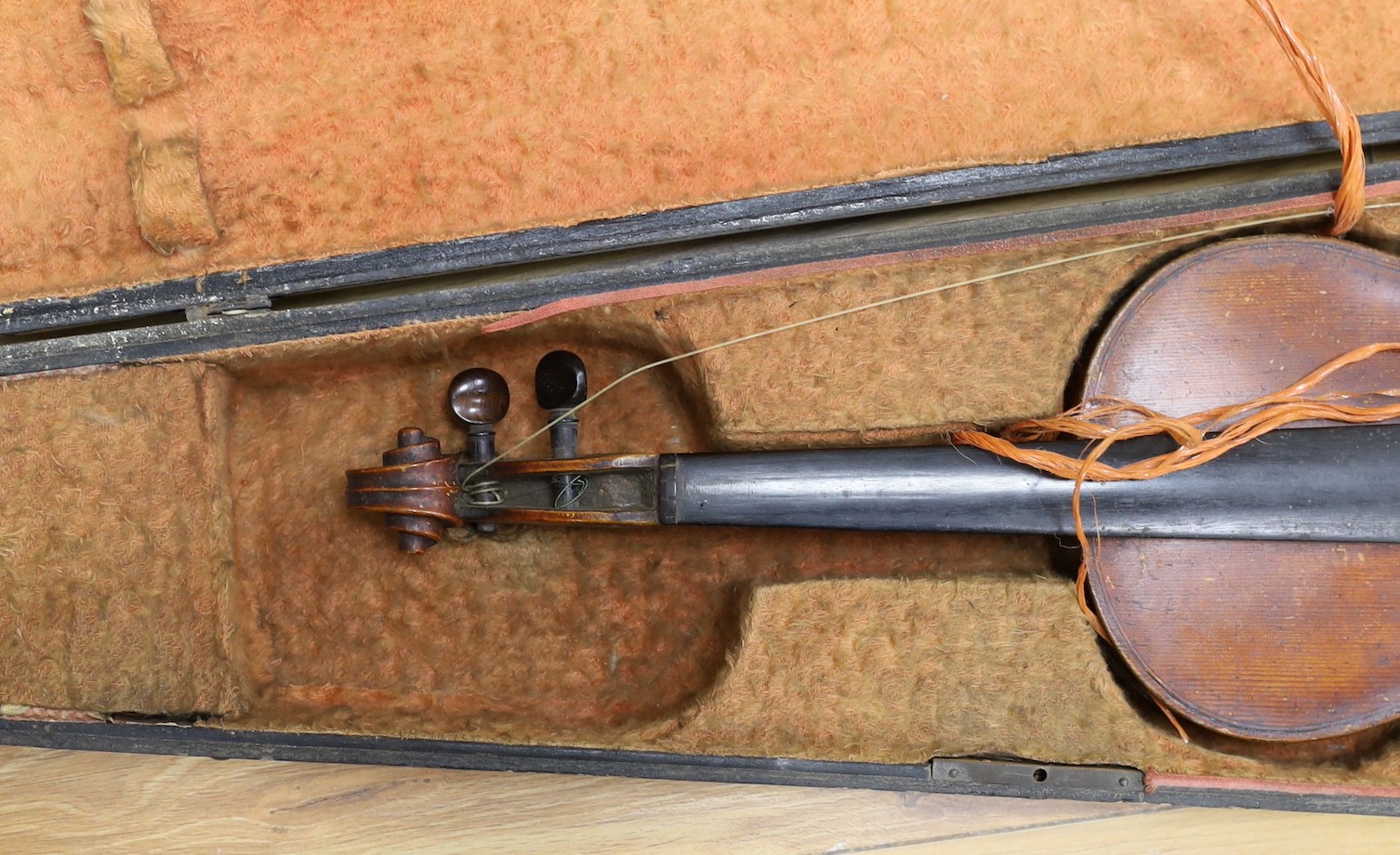 A 19th century cased violin